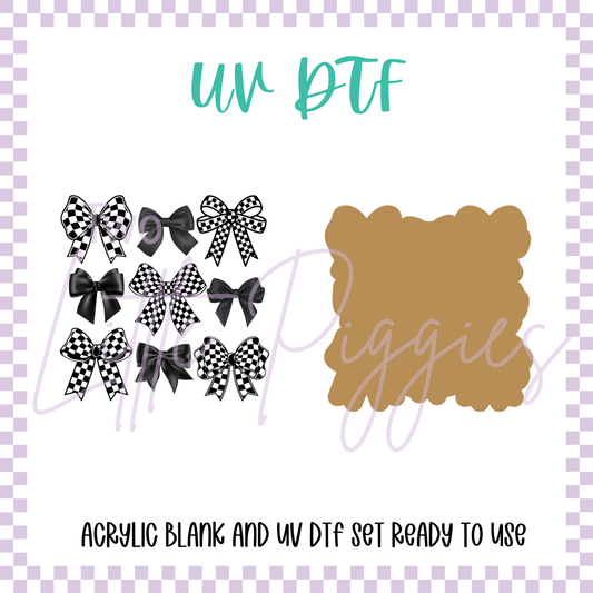 UV DTF -  Acrylic Blank and Decal - 2 inch - Checkered Coquette