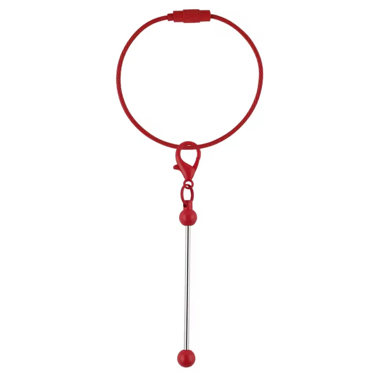 Keychain Cable Loop with Beadable Bar and Screw Lock (3pc)