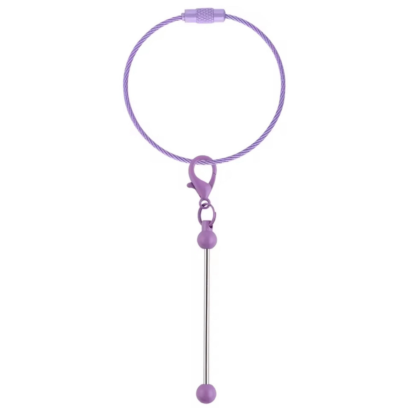Keychain Cable Loop with Beadable Bar and Screw Lock (3pc)