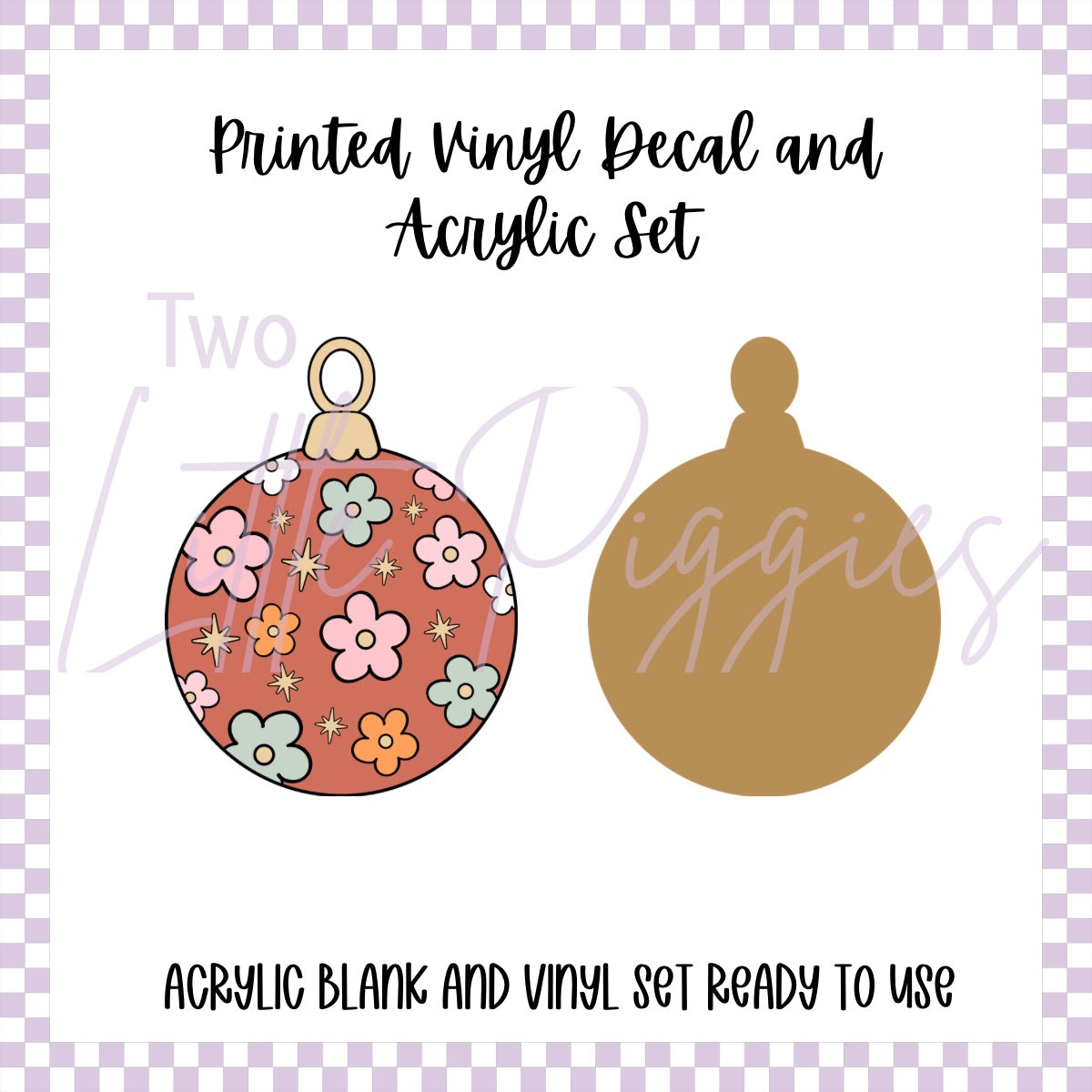 Printed Vinyl and Acrylic Set - Retro Pink Flower Bauble