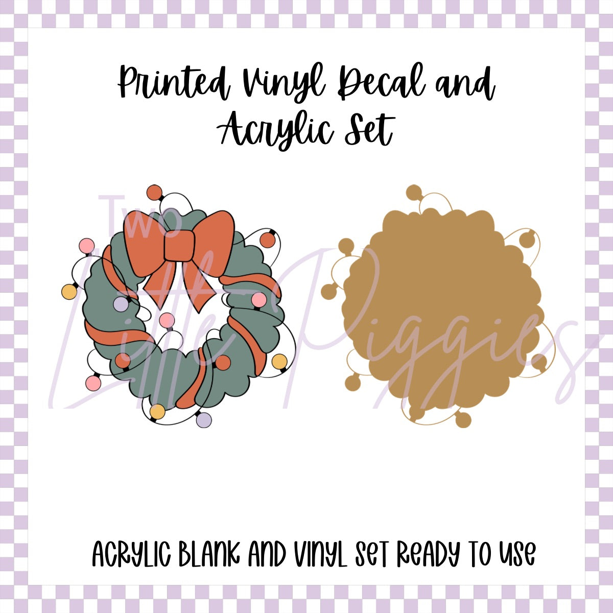 Printed Vinyl and Acrylic Set - Retro Christmas Wreath