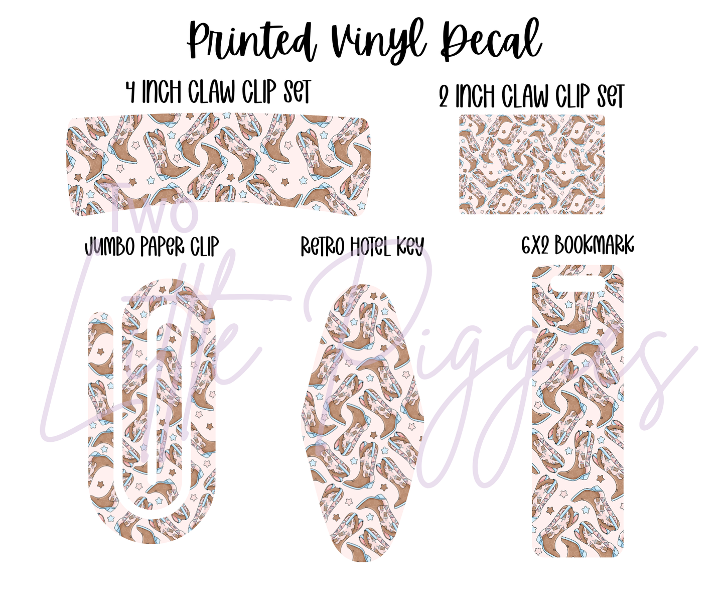 Printed Vinyl - Cowgirl Boots - Coffee