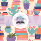 Printed Vinyl- Books and Cacti