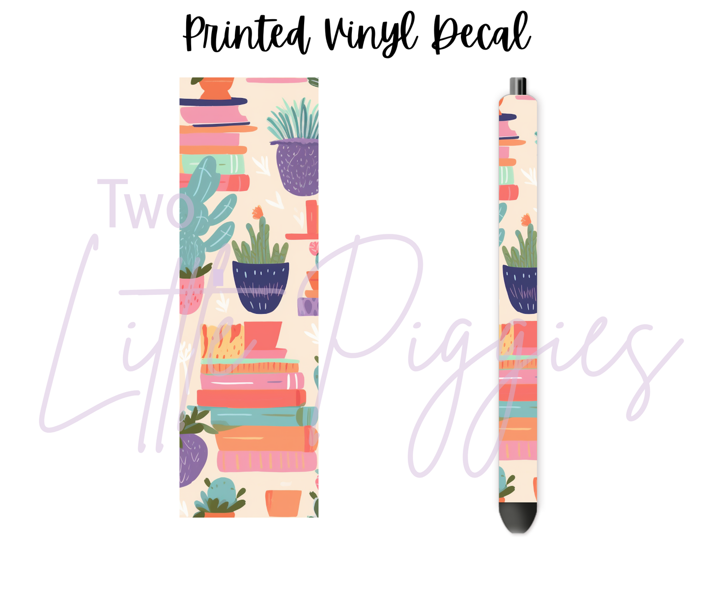 Printed Vinyl- Books and Cacti