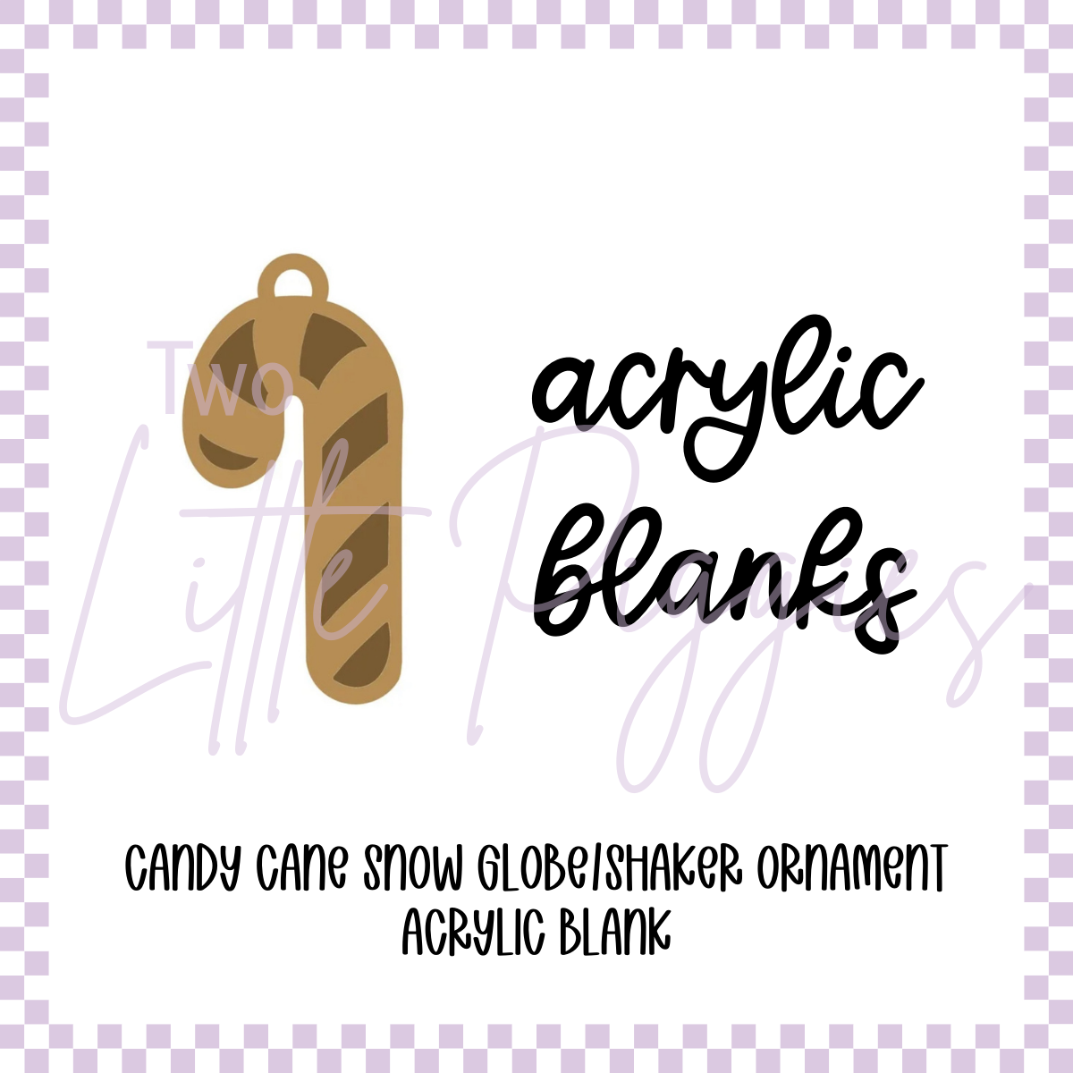 Acrylic Blank - Shaker/Snow Globe - Candy Cane