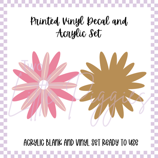 Printed Vinyl and Acrylic Set - Western Cowgirl - Pink Flower